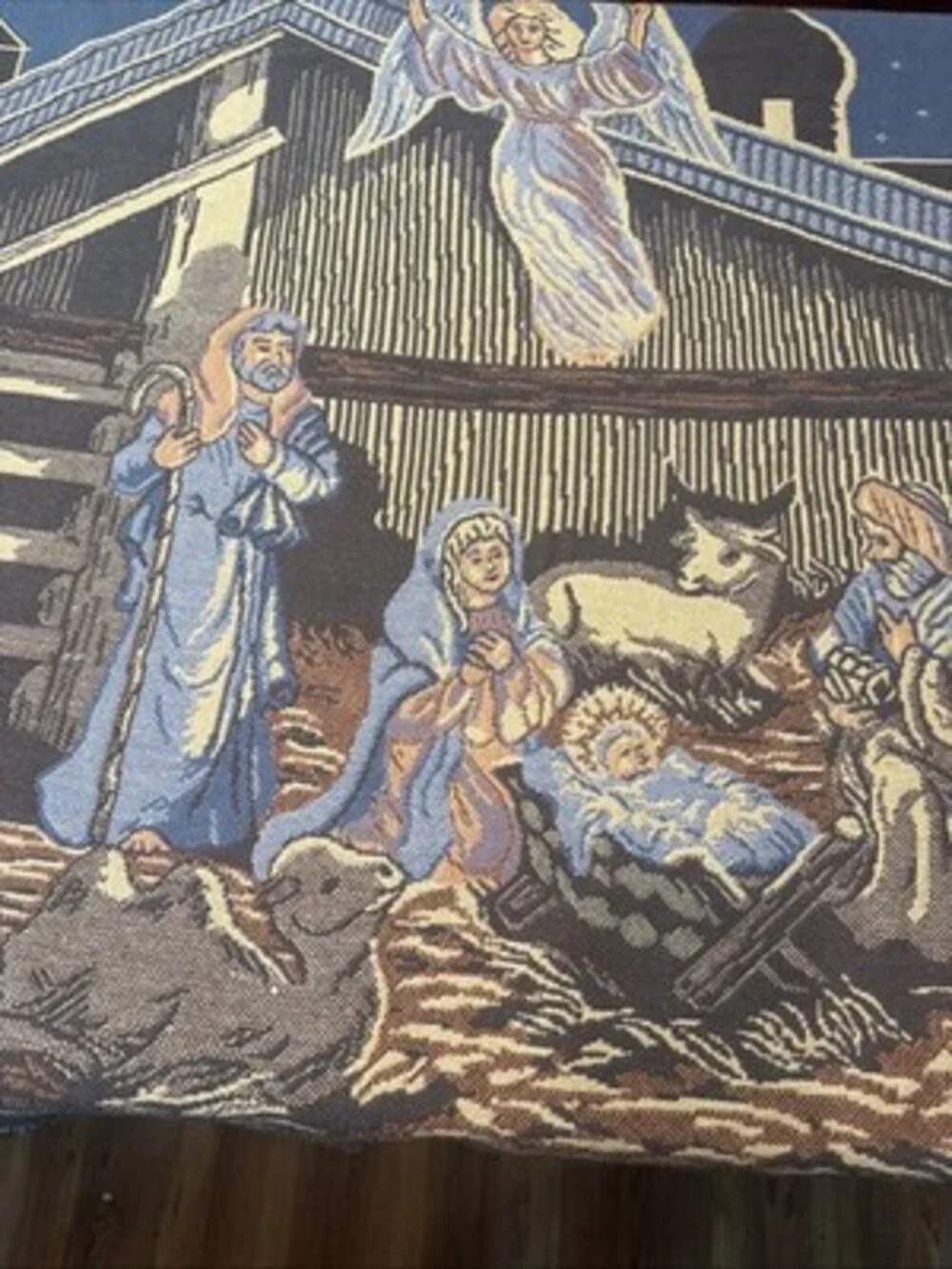 Vintage Goodwin Weaver’s Nativity Scene Tapestry/Throw Blanket 52 X 60 Cotton